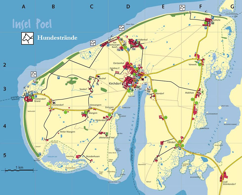 Karte Hundestrände der Insel Poel